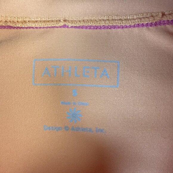 Athleta Top Women Size S Orange 1/4 Zip Long Sleeve Stretchy Casual Basic Tennis - Picture 3 of 11